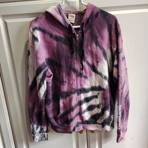 PINK Victoria's Secret Purple and Black Tie-Dye Hoodie